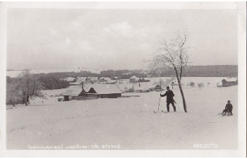 Historické fotografie obce a rybníka Sykovce