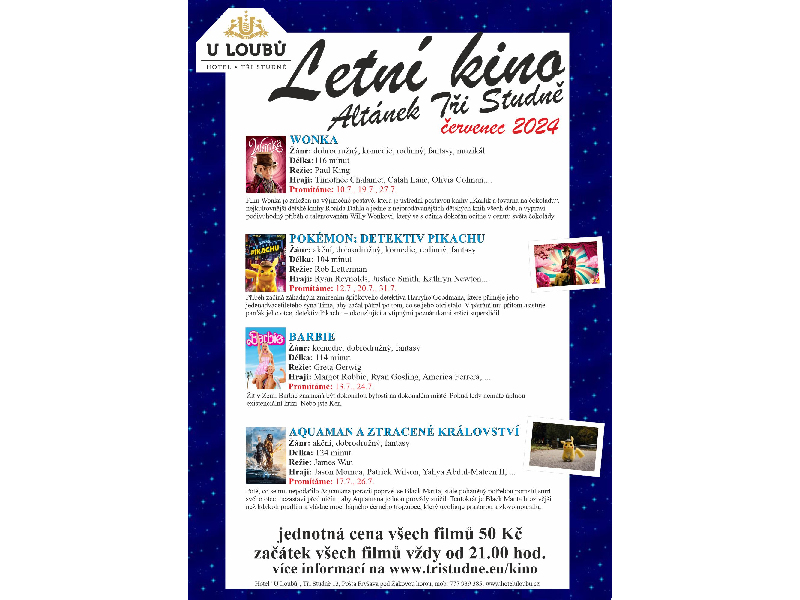 LETNÍ KINO TŘI STUDNĚ - ČERVENEC 2024