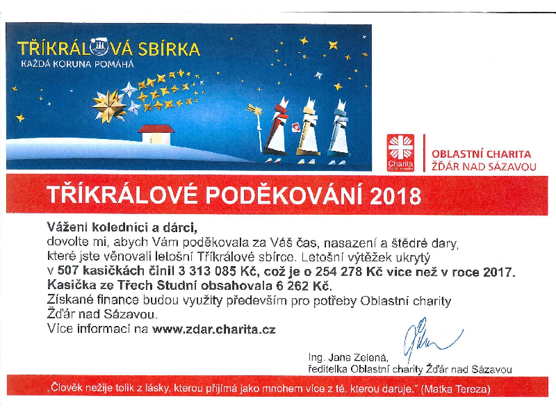 Tříkrálové poděkování 2018